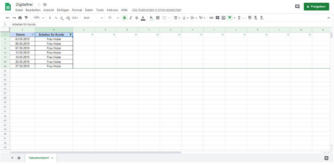 Filtern 4 Google Tabellen Digitalfrei